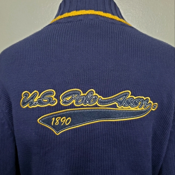 US Polo Assn Cotton Jersey Stripe Full Zip Sweater Jacket - Picture 5 of 6